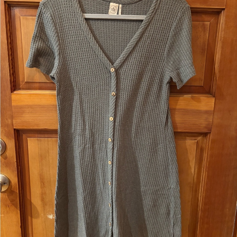 Blue-Gray Button-Down Dress